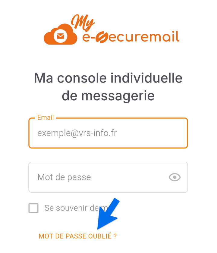 Exemple de login à la console anti-spam My e-securemail