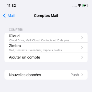 écran de configuration Zimbra sur iOS étape 11